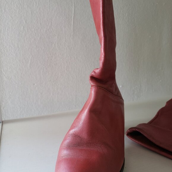 Vintage cognac leather 80s mid-calf boots, size 6-6.5 - Picture 8 of 12